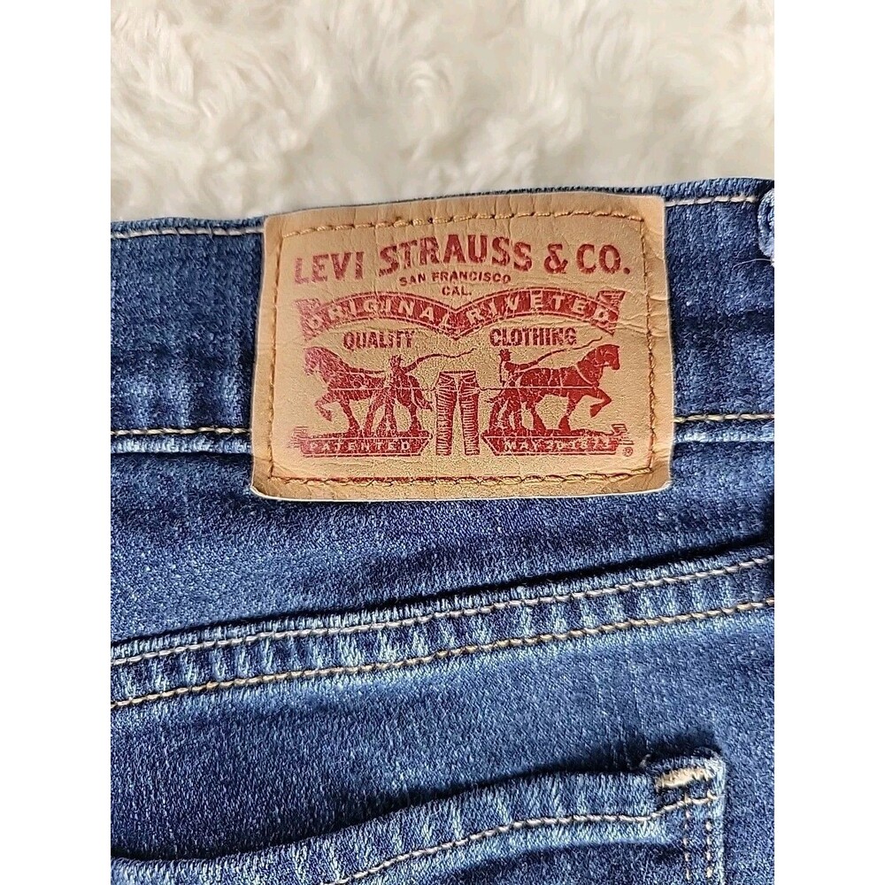 Levi Women's 515 Bootcut Stretch Dark Wash Mid Rise Denim Jeans | Sz 14 (32x32) - Picture 8 of 14